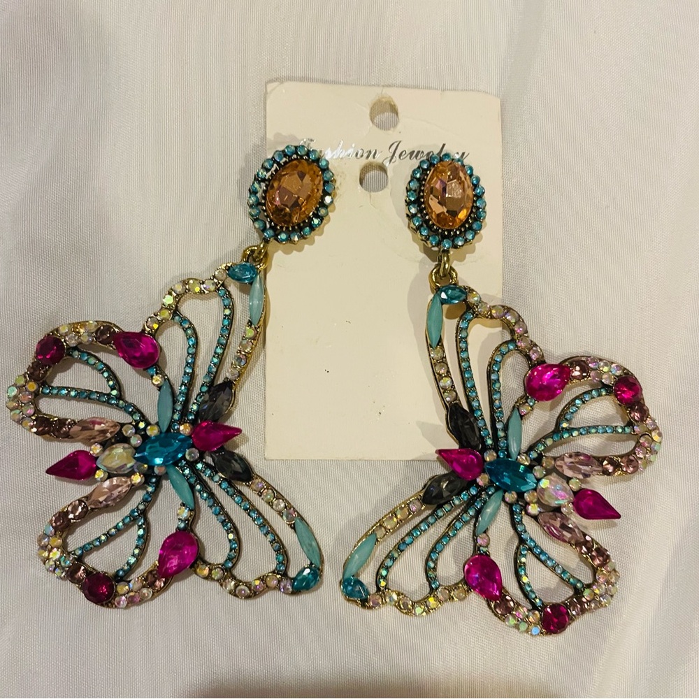 Elegant Multicolor Butterfly Earrings